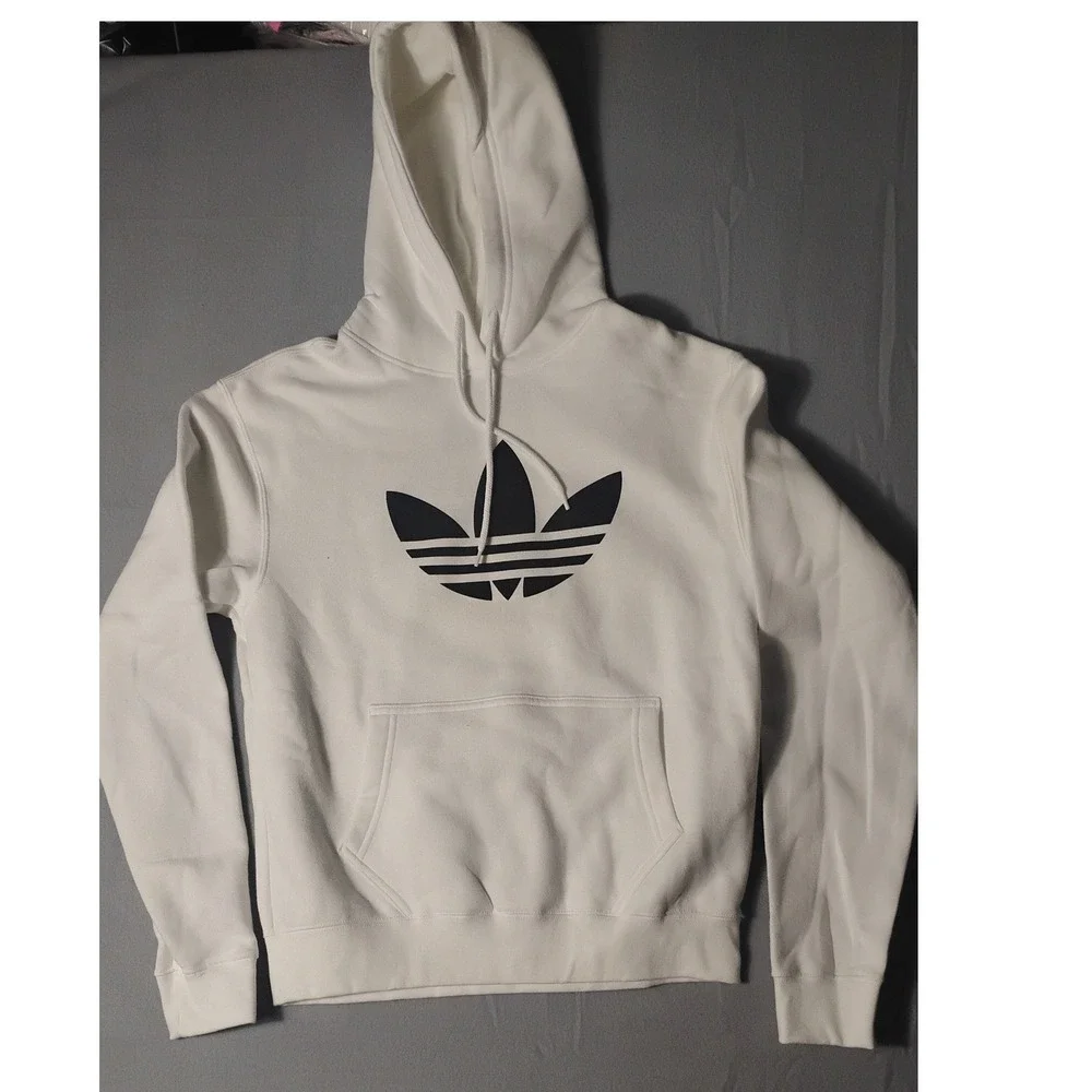 Adidas Originals Trefoil Hoodie White Black Pullover Hooded Sweatshirt Mens‎ S